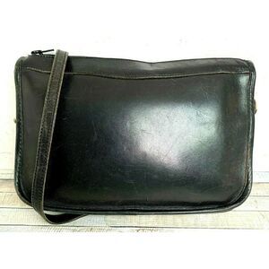 VTG MICHAEL GREEN SEATTLE BLACK GENUINE LEATHER ZIP MESSENGER SHOULDER BAG XBODY